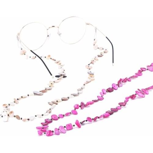2 Colors Fashion Shell Beaded Eyeglass Chains Anti-slip Sunglasses Reading Glasses Chain Eyewears Cord Holder Neck Strap