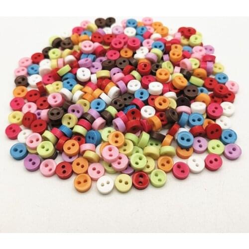 250pcs Mini Resin Round Bowls Buttons For Dolls Soft Toys Clothes 6mm Assorted Colours Sewing 2 Holes Dollmaking Button