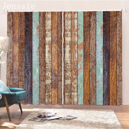 3D Wooden Door Printed Window Curtains Colorful Wooden Door Background Curtains For Living Room Bedroom Home Decor Adult