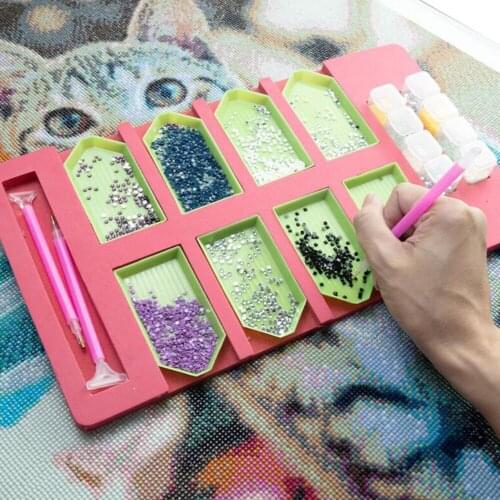 8 Grid Diamond Painting Foam Pink Tool Container Diamond Embroidery Tray Organizer Holder Accessory Mosaic Practical Gift