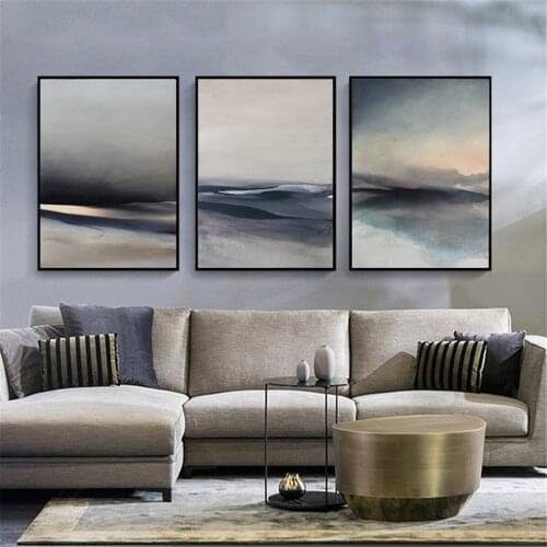 Abstract Black Gray Reflection Poster Canvas Print Painting Wall Art Living Room Home Decoration