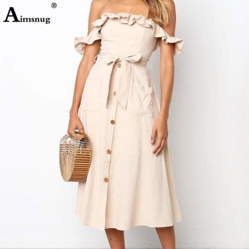 Летние платья на пуговицах Aimsnug China At AliExpress