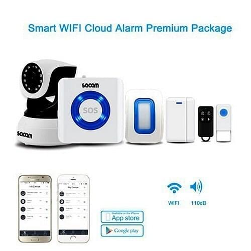 WiFi Camera Alarm Systems Security Home IP Camera Wi-Fi Wireless Motion Sensor Door Alarms for Home Works with Amazon Alexa Echo