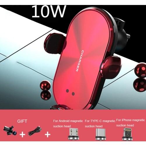 10W Qi wireless charger smart induction fast charging car phone holder for Samsung S9/8 iphone 8Plus 12/12Pro 11/11Pro Xiaomi 9