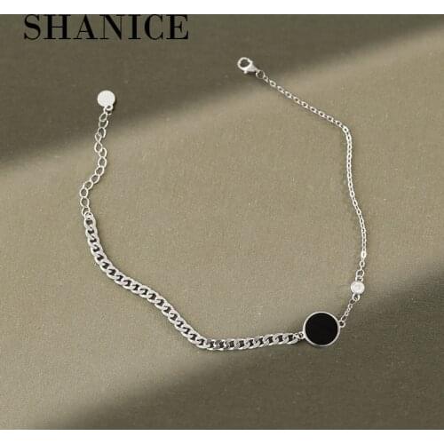 SHANICE 925 Sterling Silver Bracelets CZ Foot Jewelry Cuban Link Chain Chunky Anklet For Women Girls Fashion Beach Accessory