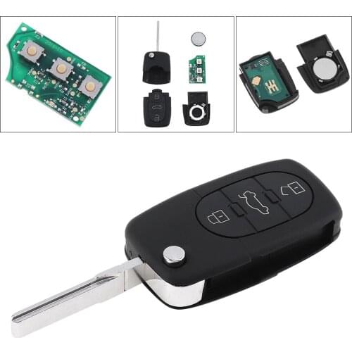 433MHz 3 Button Keyless Uncut Flip Remote Key Fob ID48 Chip 4D0837231 for Audi A3 1999-2002 A4 1998-2001 A6 2002-2005 A8 2002 TT