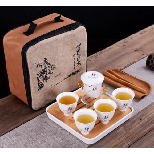 Tea set Include 1 Pot 4 Cup,High quality elegant gaiwan,Beautiful and easy teapot kettle and teacup,Travel kettle,free shipping