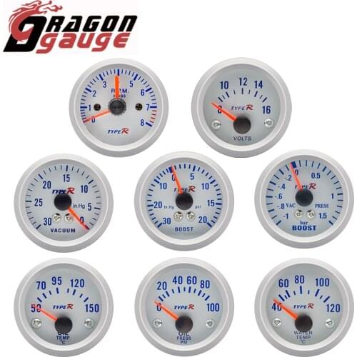 DRAGON GAUGE 52mm Tachometer Voltmeter Boost Gauge PSI/Bar Vacuum Water Temp Oil Pressuer Oil Temp With Sensor Fit for 12V Car