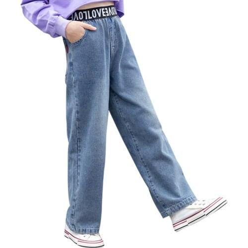 Jeans For Girl Heart Pattern Girl Jeans Child Spring Autumn Trousers For Children Casual Style Clothes For Girls 6 8 10 12 14