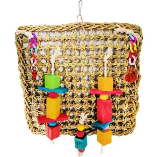 Bird Hammock Toys, Woven Grass Cage Mat Nature Seagrass Bird Chewing Toys Hanging Perch Wall For Small Pets Bird Foraging Toys