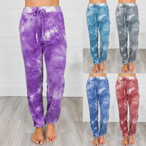 Colourful Fashion Women Pants Tie Dye Drawstring Summer Loose Thin Pocket Trousers for Sports Streetwear Joggers Plus Size