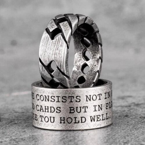 Locomotive Chain Vintage Color Stainless Steel Mens Rings Punk Simple for Male Boyfriend Biker Jewelry Creativity Gift Wholesale