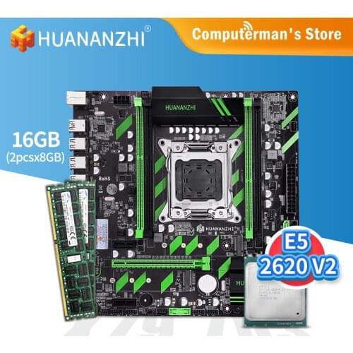 HUANANZHI X79 ZD3 X79 Motherboard Intel LGA2011 XEON E5 2620 v2 Memory 2*8GB DDR3 RECC supports M.2 NVME NGFF USB3.0 M-ATX