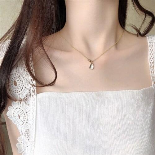 Water Drop Pendant Necklace Women Single Layer Chain Ladies Necklaces Sweater Chain Sweet Girl Clavicle Chain Necklace Collares