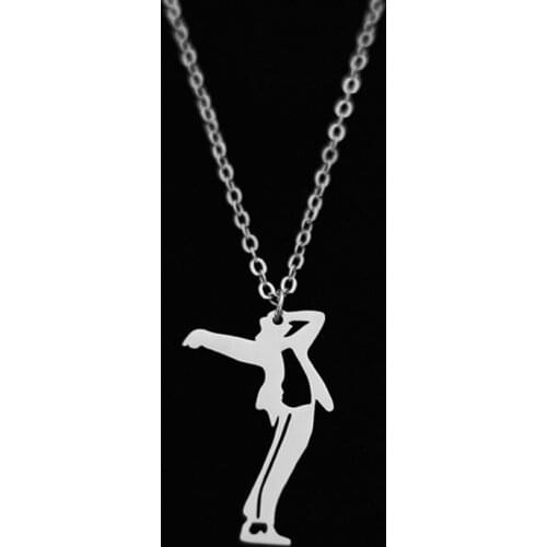 Michael Jackson Pendant Necklace Stand up Dance Classic Posture Stainless Steel Gold Unique Charm Women Men Fashion Jewelry