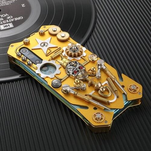 Luxury Armor Metal Aluminum pure copper Cover For Xiaomi Mi 10 Pro Ultra case mechanical gear purely handmade Skull Phone shell