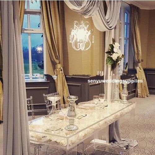 Clear acrylic crystal New Style Bar Table Wedding Stand Plinth Wedding Banquet Hall crystal flower table senyu2256