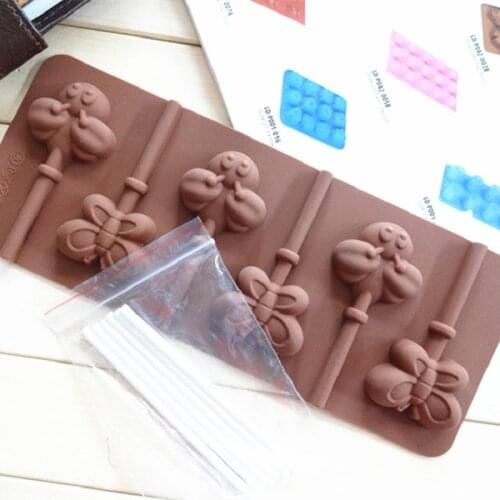 Silicone mould 6 even bees and butterflies lollipop mold DIY plastic chocolate molds attached great