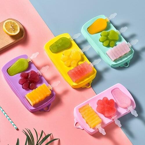 Silicone Ice Cream Mold DIY Homemade Popsicle Molds Freezer Juice 3 Cell Big Size Ice Cube Tray Popsicle Barrel Maker Mould Tool