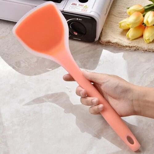 Silicone Turner Spatula Non-stick Seamless Cooking Spatula Stirring Utensil Long Handle Spatula Lager Cook Turner Baking Tool