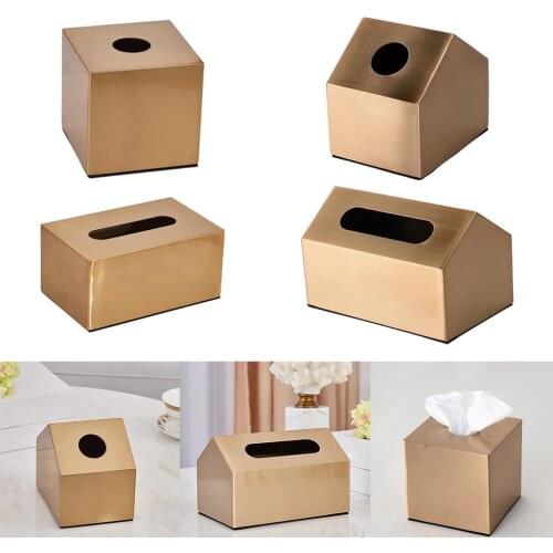 Modern Tissue Box Metal Square Napkin Paper Storage Holder Countertop Decor