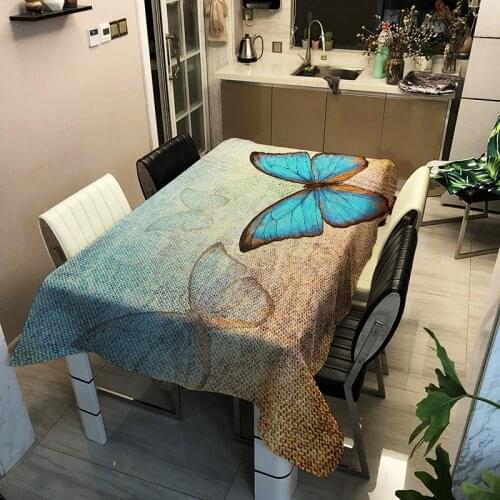 Waterproof Tablecloth Butterfly Digital Printing Table Cover Stain-resistant Coffee Table Cloth Living Room Rectangle tazer