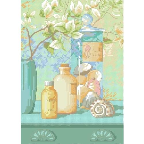 Top Quality Beautiful Lovely Counted Cross Stitch Kit Sanctuary Shells Glass Bottle and Shell dim 65050