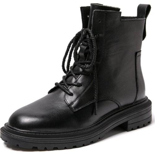 Krasovki Women Boots Motorcycle Yellow Black Genuine Leather Platform Punk Casual High Quality Boots Shoes Lace Up Breathable