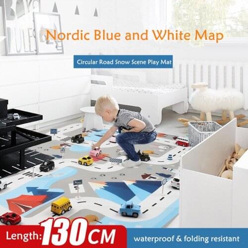 100*130CM Toy Car Mat Map Toy Car Gift Box Kids Simulation City Road Map Waterproof Playmat Portable Floor Games