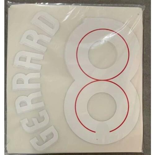 2010-2015 #8 Gerrard Nameset Printing Name Number Heat Transfer Soccer Badge Iron on Patches for Clothes