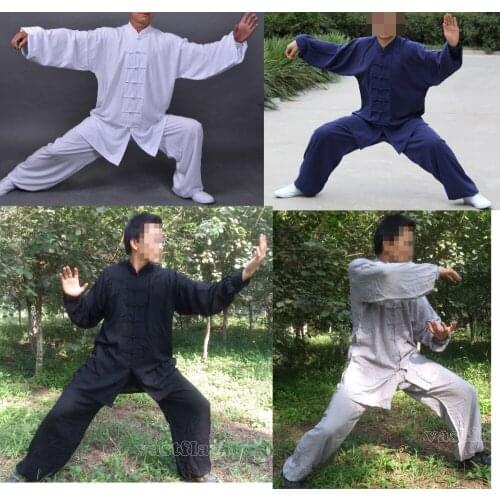4colors pure cotton unisex women&men Tai Chi kung fu uniforms Shaolin wushu martial arts suits clothing black/blue/gray/white