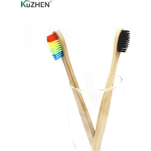4 Colors Environmentally Wood Bamboo Toothbrush Environment Wooden Rainbow Bamboo Toothbrush Oral Care Soft Bristle
