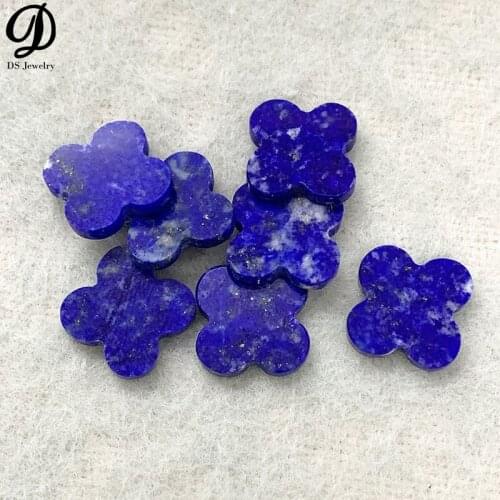 50PCS/Lot China Factory Supplies 13mm 3A Quality Gemstones Clover Four-Leaf Natural Lapis Lazis