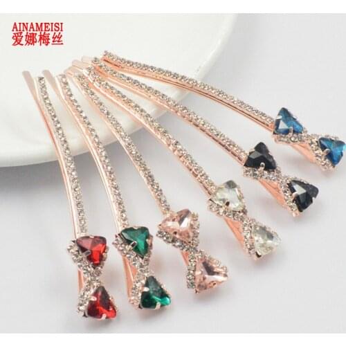 AINAMEISI Fashion Women Hair Accessories Girls Hair Jewelry Crystal Rhinestone Bow Hair Clip Hairpin Barrette Head Orname
