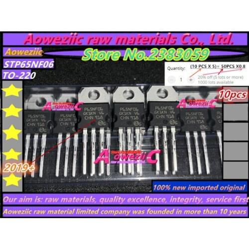 Aoweziic 2019+ 10 PCS 100% new imported original STP65NF06 P65NF06 TO-220 MOS transistor 65A 60V