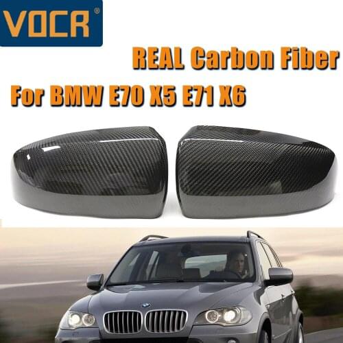 1 Pair Real Carbon Fiber Mirror Cover Rearview Sider Mirror Cover For BMW E70 X5 E71 X6 2008-2013 Dry Carbon Side Mirror Cover