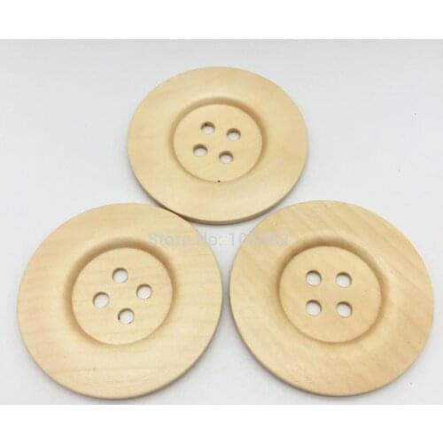 20pcs 60mm 6CM Extra Large Wood Buttons Natural 4 Holes Round Sewing Button Embellishments Crafts Scrapbooking