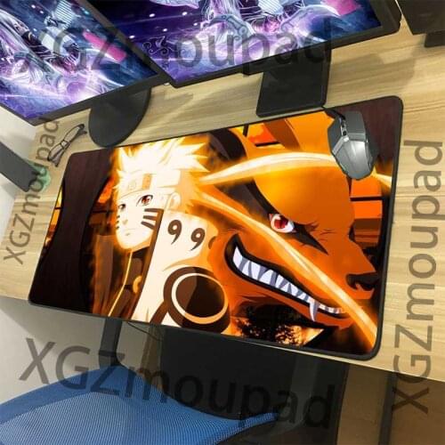 XGZ Large Mouse Pad Precision Black Lock Edge Anime Naruto Computer Family Desk Mat Rubber Non-Slip for Lol Csgo Gamer