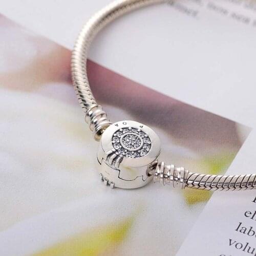 Moment Glittering Sparkling Crown O Snake Chain Bracelet Real s925 Sterling Silver Bracelet for Pandoraer Charms DIY Jewelry