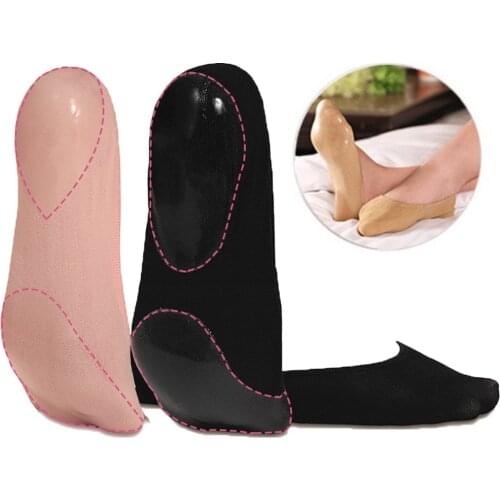 Stretchable Casual No Show Socks Non Slip Flat Boat Liner Ball of Foot and Heel Silicone Gel Padded for Heel Shoes