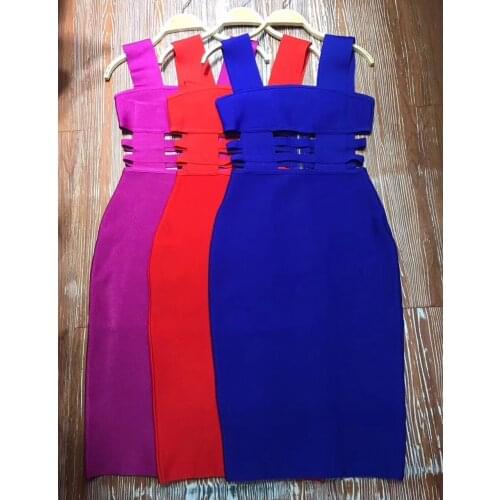 Purple Red Black Hollow Out Bandage Dresses 2017 Summer Sleeveless Sexy Bodycon Party Dress