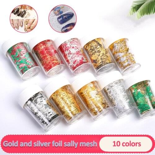 Imitation Gold Flakes Gold Foil Sheets Fragments 6.1G Silver Gold Leaf Flakes Gilding Painting Nail Decorations Arts and Crafts