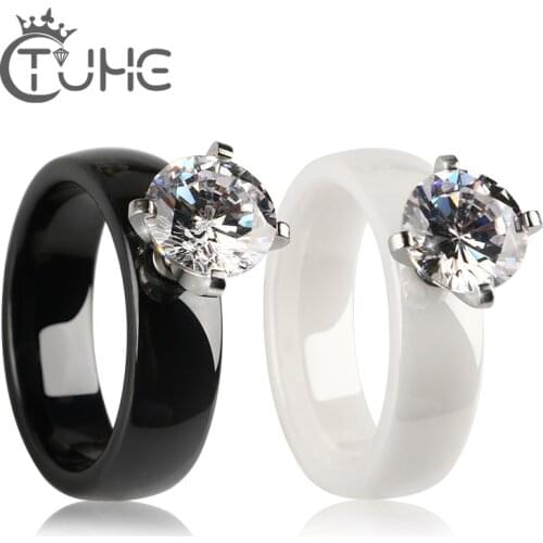 2.0 Carat Exquisite Bijoux Square Wedding & Engagement Ring Made With Cubic Zirconia Ceramic Jewelry Rings For Women Men Gift