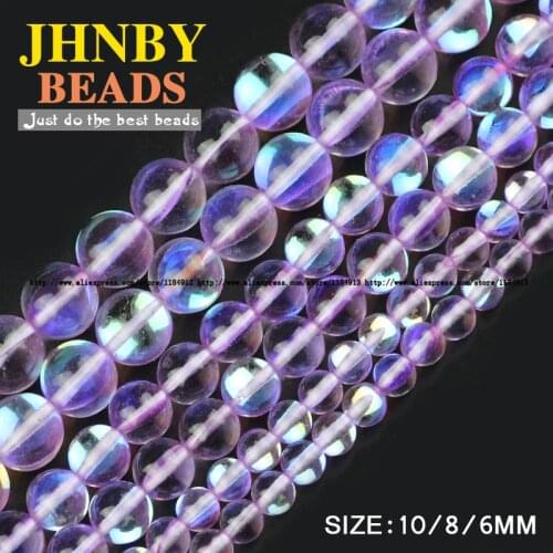 JHNBY Purple Labradorite stone beads High quality Synthetic Flash Stone 6/8/10MM Round Loose beads Jewelry bracelet making DIY