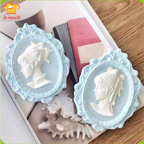 Classical Portrait Photo Frame DIY Aromatherapy Gypsum Candle Diffuser Stone Handmade Silicone Mold