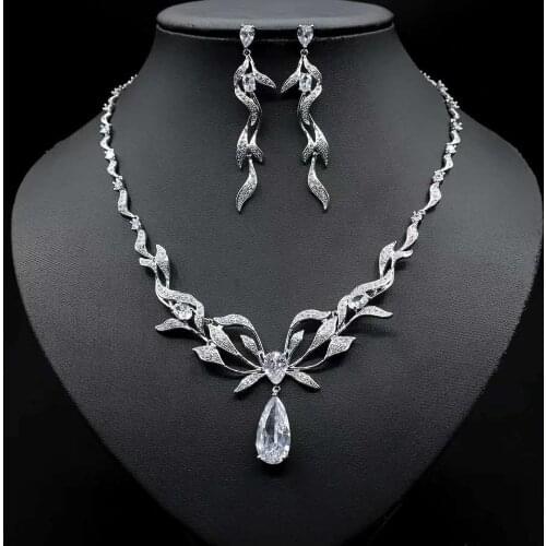 HIBRIDE 2020 Bridal Zirconia Jewelry Sets White Gold Color for Women Party Luxury Dubai Nigeria CZ Crystal Wedding Jewelry N-305