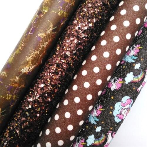 Brown Glitter Fabric, Faux Leather Fabric, PU Velvet Synthetic Leather Sheet For DIY Bows A4 Size 8"x11" Twinkling Ming XM092