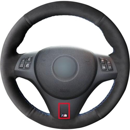 DIY Black Suede Leather Car Steering Wheel Cover for BMW M Sport M3 E90 E91 E92 E93 E87 E81 E82 E88 X1 E84