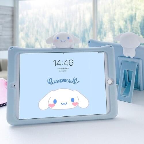 Cute Cartoon Soft Silicon Stand Cover for IPad 9.7 2017 2018 Mini 4 5 Case for IPad 10.2 Pro 9.7 11 Air 1 2 3 Tablet Cases+strap