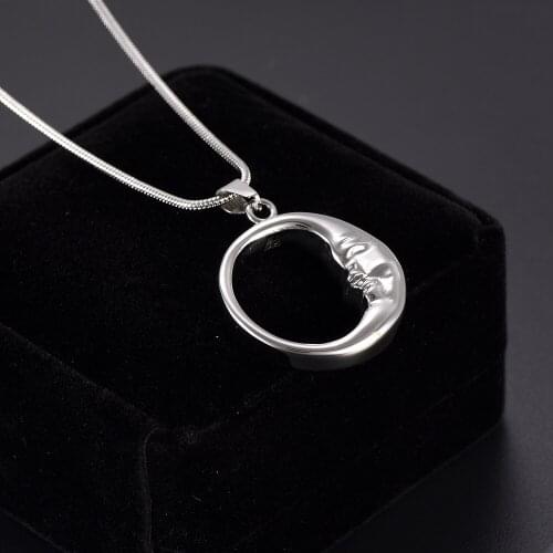 Peaceful Smiling Moon Cremation Urn Pendant Silver Color Memorial Funeral Jewelry Locket Ash Holder 20'' Snake Chain New Arrival